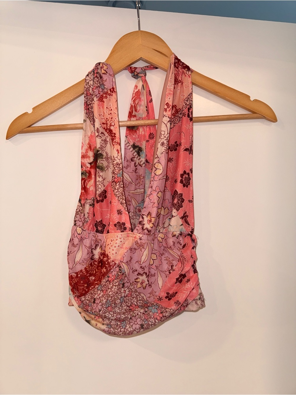 Pink Floral Halter Crop Top